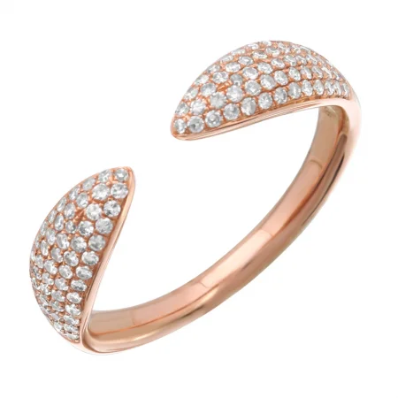 gothic style ladies ring-14k Rose Gold Open Diamond Pave Claw Ring