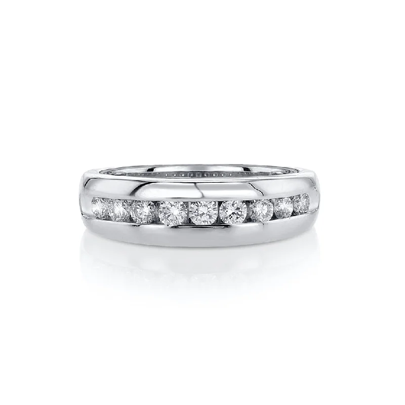 geometric ladies ring-0.50 CT Round Diamond Channel Set 14K White Gold Band