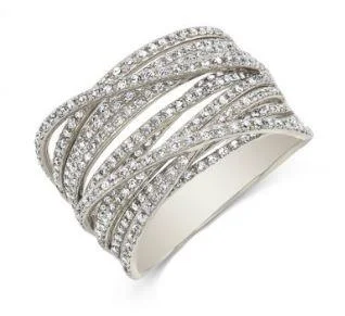 bold gold ladies ring-14K White Gold Diamond Multi Crossover Ring