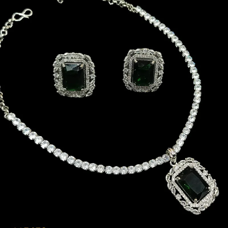 birthstone ladies necklace-Padmawati Bangles Silver Plated AD Necklace Set