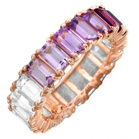 ladies ring with initials-14K Rose Gold Purple Ombre Gemstone Ring