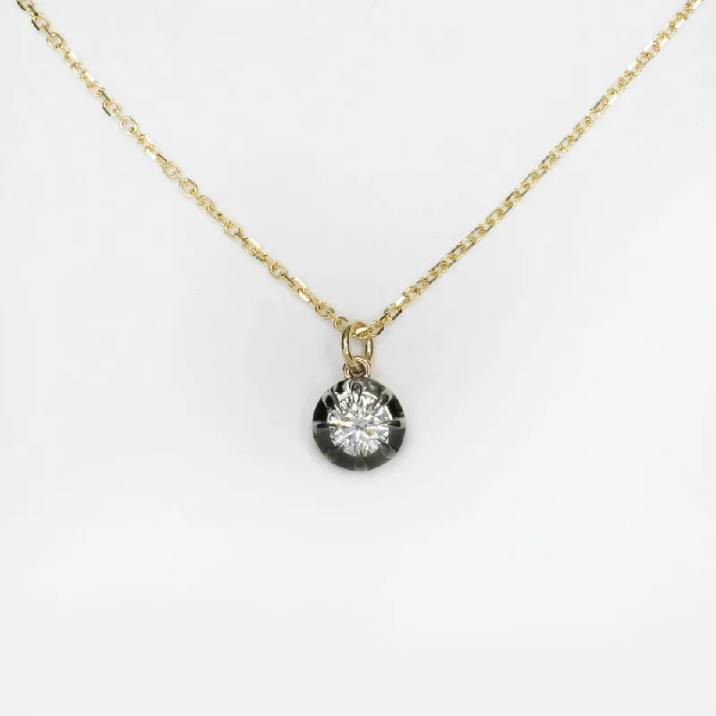 gemstone ladies necklace-DIAMOND SOLITAIRE NECKLACE 1/4ct VICTORIAN STYLE COLLET 14k GOLD CHARM PENDANT