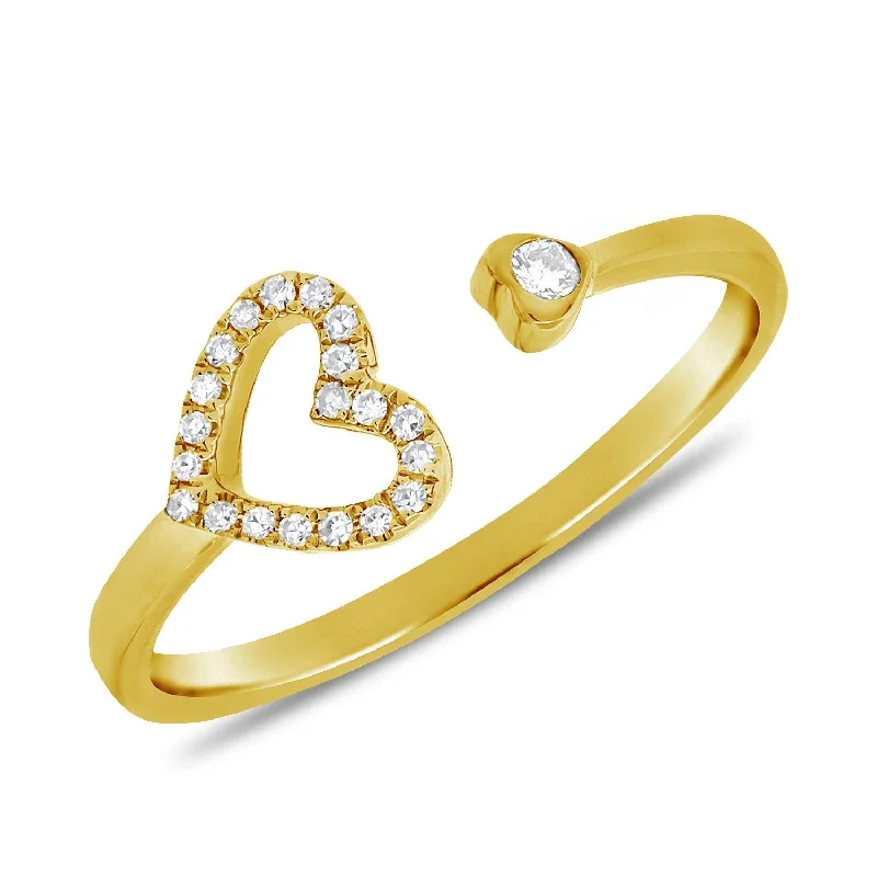 unique ladies ring-14K Yellow Gold Diamond Heart Cuff Ring