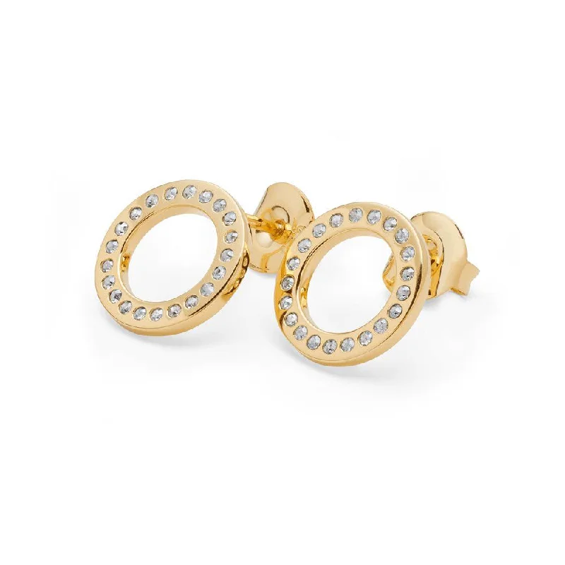 floral ladies earrings-Halo Stud Earrings in 18ct Gold Vermeil