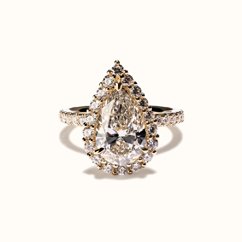 micro-pave engagement ring-2.11 Pear Lab Diamond Engagement Ring