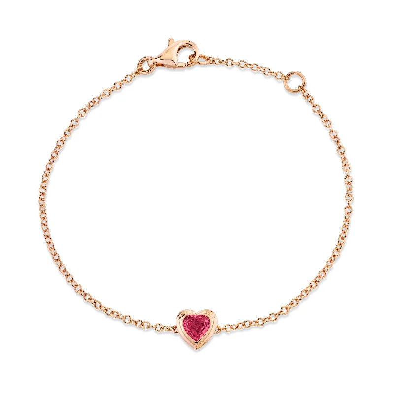 elegant ladies bracelet-MINI ME RUBY BEZEL HEART BRACELET