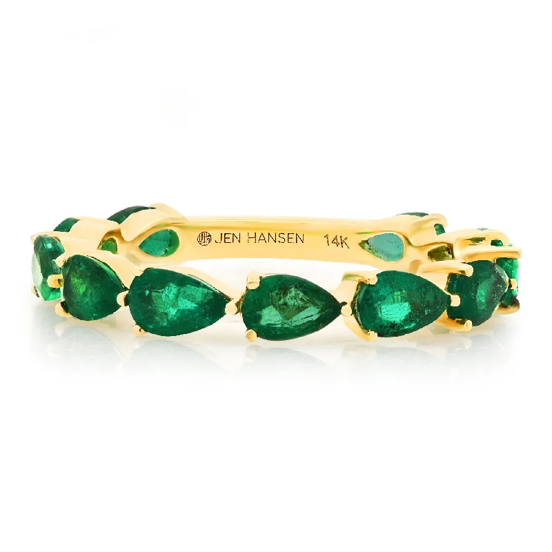 unique ladies ring-EMERALD PEAR ETERNITY RING, 14kt GOLD