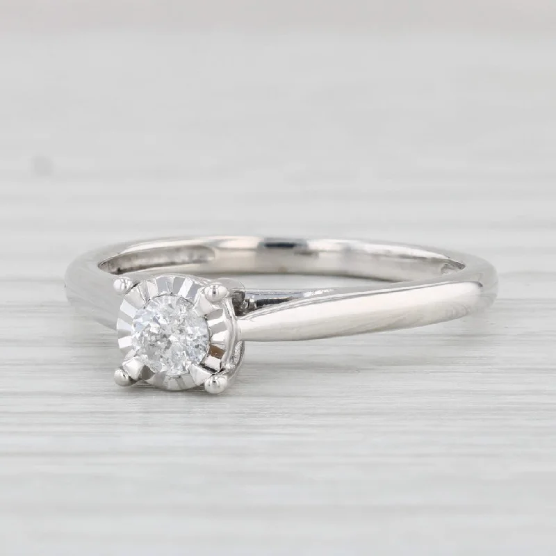 diamond cluster engagement ring-0.16ctw Round Diamond Solitaire Engagement Ring 10k White Gold Size 7