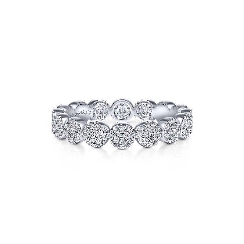 topaz ladies ring-14K White Gold Diamond Disc Eternity Band