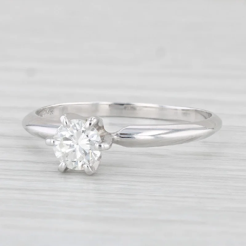 simple solitaire engagement ring-0.50ct Round Diamond Solitaire Engagement Ring 14k White Gold Size 8.5