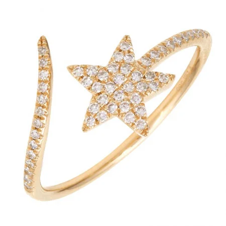 gemstone ladies ring-14k Yellow Gold Diamond Shooting Star Ring