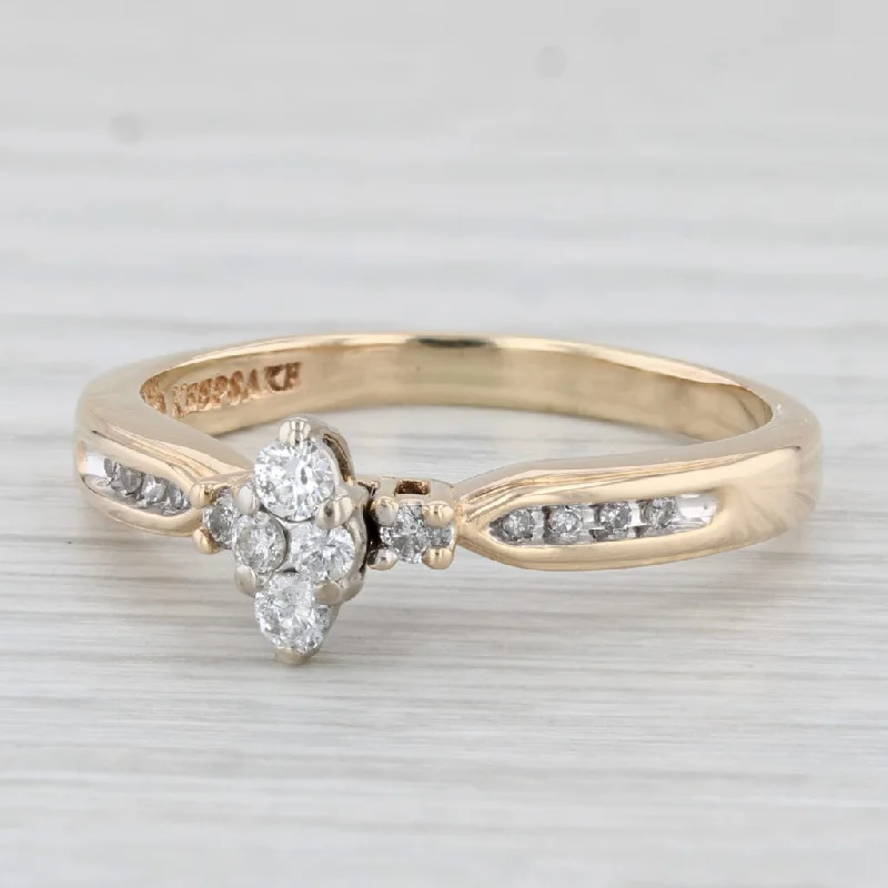 asymmetrical engagement ring-0.27ctw Marquise Diamond Engagement Ring 14k Yellow Gold Size 10.25