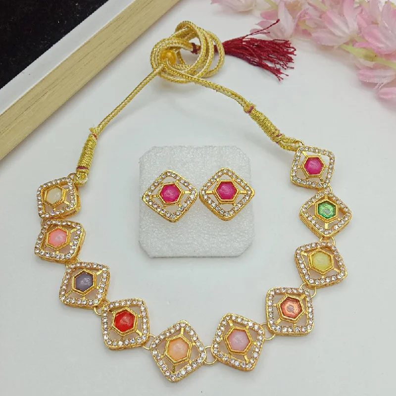 trendy fashion ladies necklace-SP Jewellery Gold Plated Austrian Stone Necklace Set