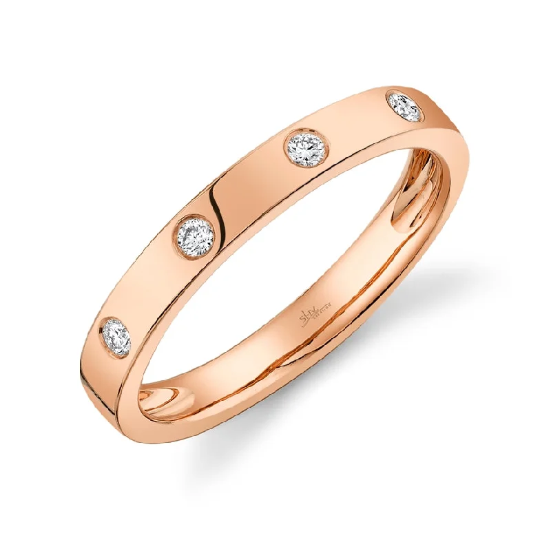 vintage-inspired gold ladies ring-14K Rose Gold Diamond High Polish Band