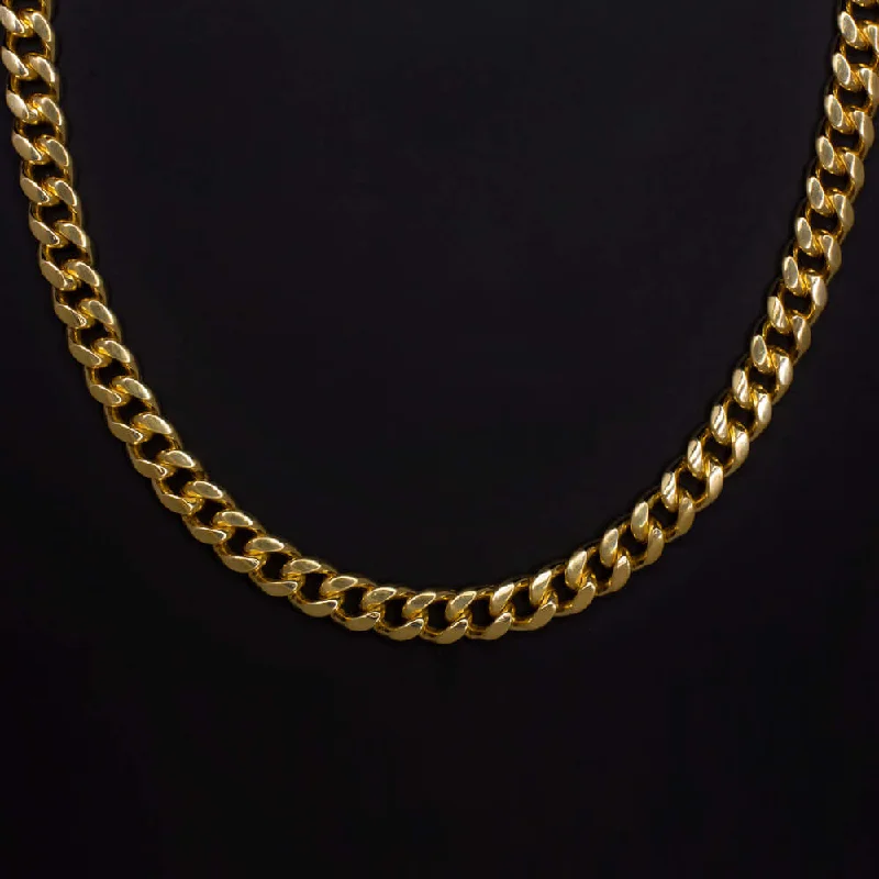 multi-layer ladies necklace-4.5mm 24.5gm SOLID 14k YELLOW GOLD CHAIN 16.5in MIAMI CUBAN LINK MENS NECKLACE