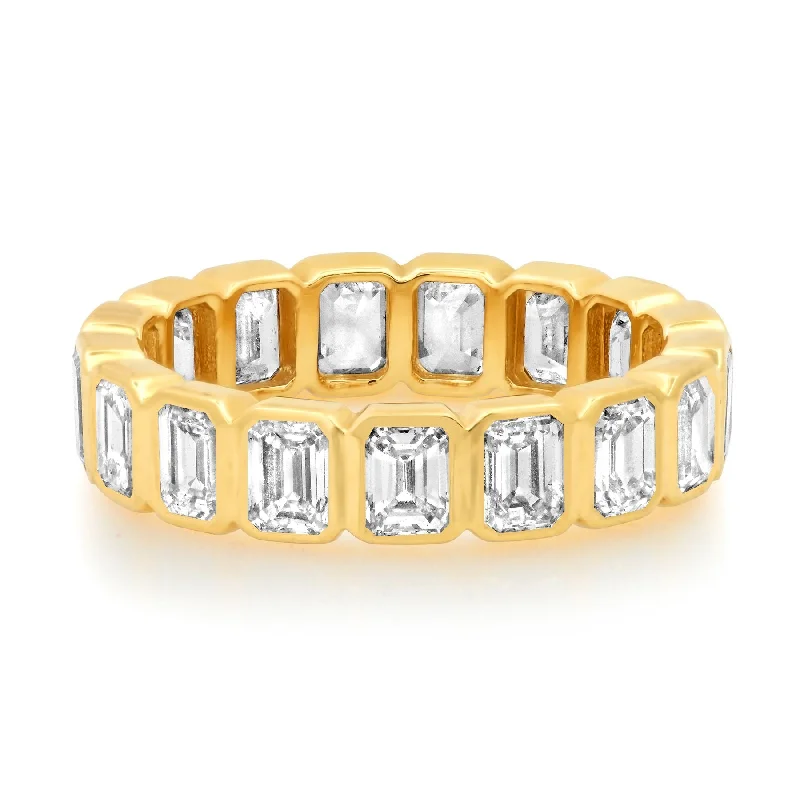 ladies promise ring-REGAL EMERALD CUT DIAMOND ETERNITY BAND, 14kt GOLD