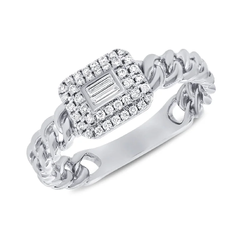 dainty ladies ring-14K White Gold Diamond Top Link Ring