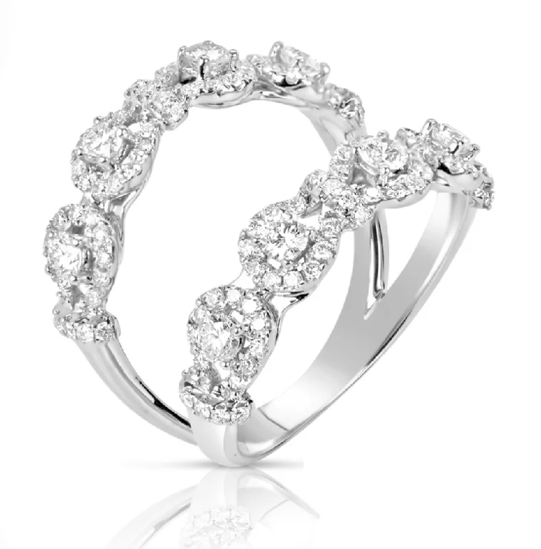 custom-made ladies ring-14K White Gold Diamond Double Open Halo Band