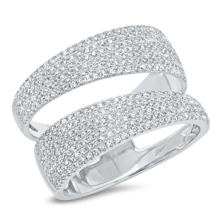 ladies promise ring-14K White Gold Pave Diamond Split Ring