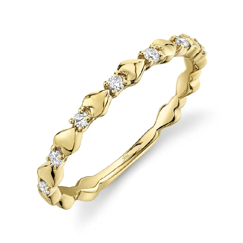 classic ladies ring-14K Yellow Gold Diamond Lady's Hearts Band