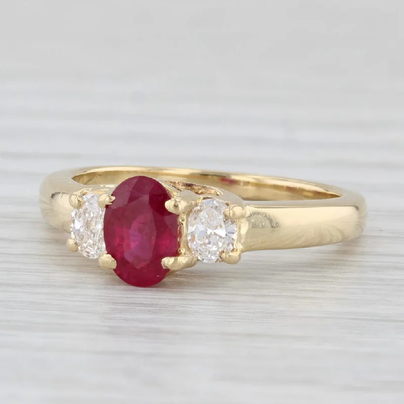 Celtic knot engagement ring-1.18ctw Oval Ruby Diamond Ring 18k Yellow Gold Size 7 Engagement GIA