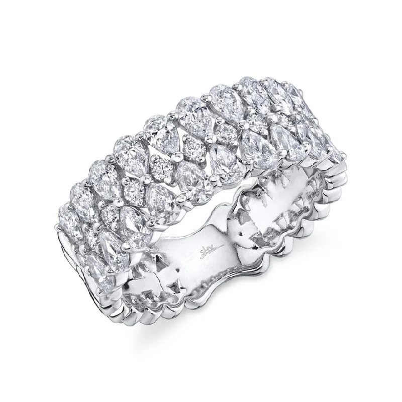 heart-shaped ladies ring-14K White Gold Diamond Pear Ring