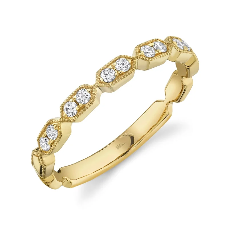 adjustable silver ladies ring-14K Yellow Gold Diamond Stacking Ring