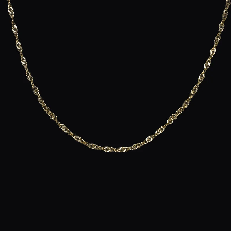 celestial moon ladies necklace-TWISTED CURB CHAIN NECKLACE SOLID 14K YELLOW GOLD 18 INCH 1.8mm EVERYDAY SIMPLE