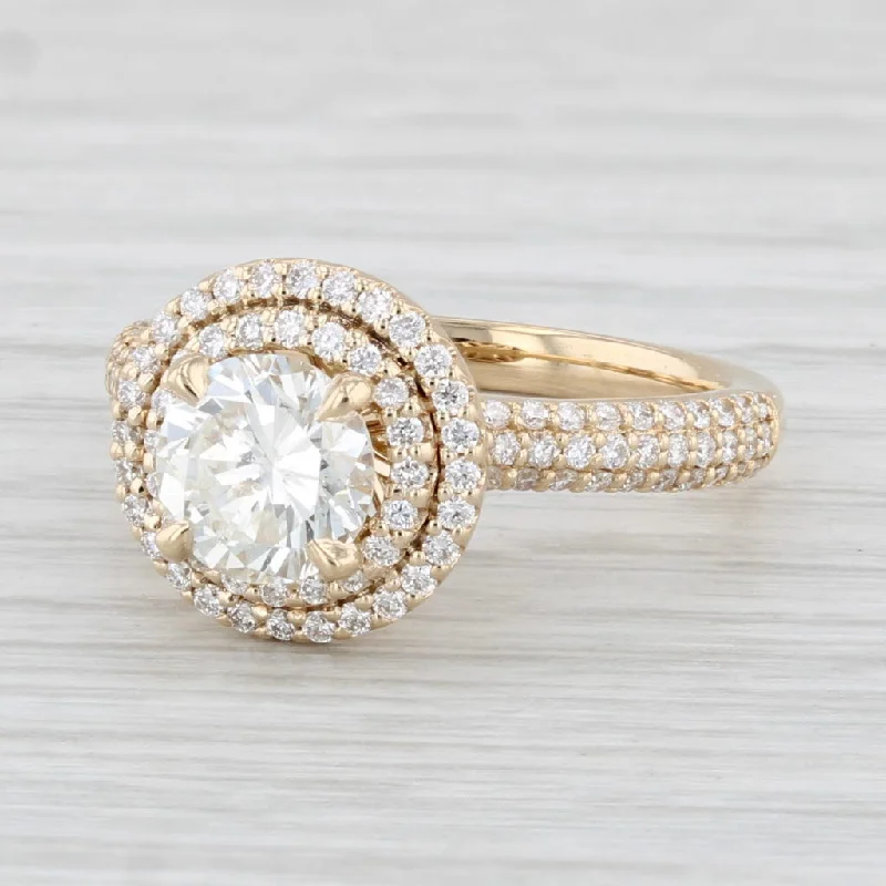 antique-style engagement ring-New 1.59ctw Round Diamond Halo Engagement Ring 14k Yellow Gold Size 6 GIA