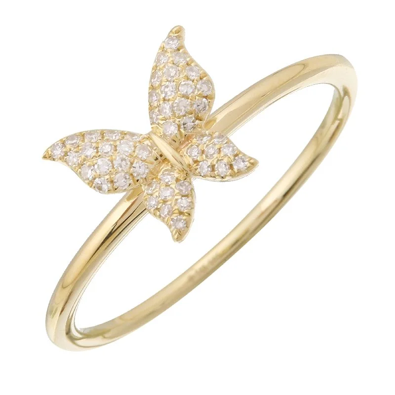 sapphire ladies ring-14K Yellow Gold Diamond Butterfly Ring