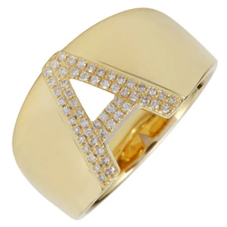 adjustable ladies ring-14K Yellow Gold Diamond Block Initial Ring (A-Z)