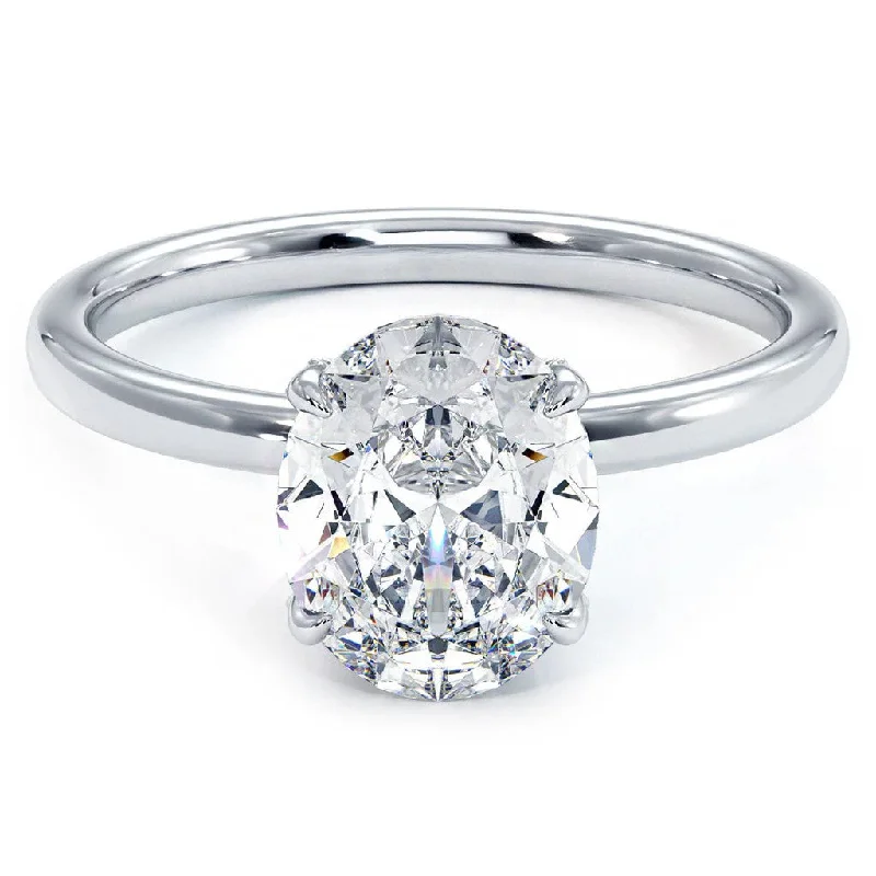 diamond ladies engagement ring-Radiant Oval-Cut Lab-Grown Diamond Engagement Ring in 14K White Gold