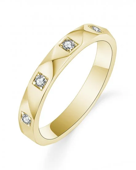 heart-shaped ladies ring-14ky Gold Faceted Design Alt. DiamondDesign Ring