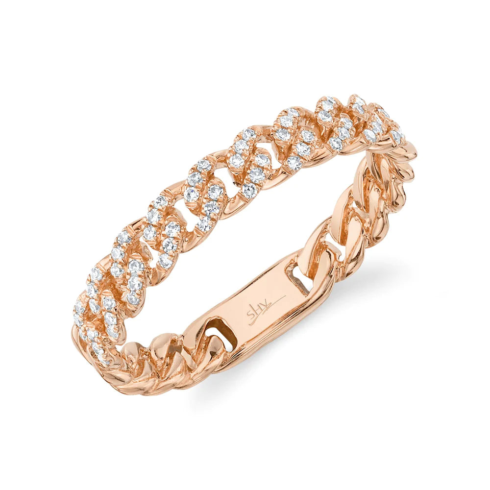 adjustable silver ladies ring-14K Rose Gold Diamond Link Band