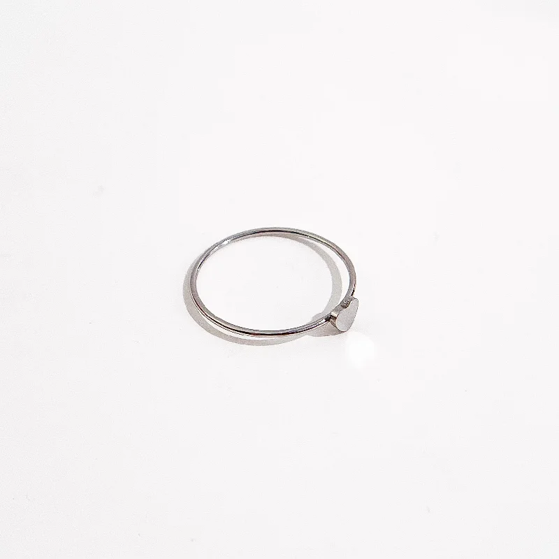 minimalist ladies ring-Dainty Heart Ring in Silver