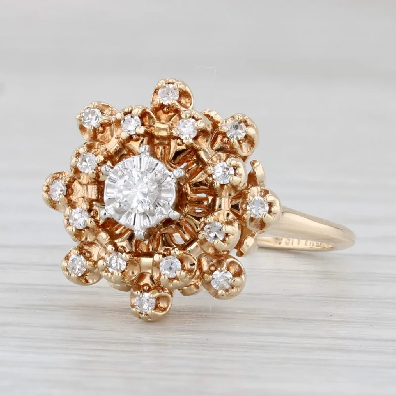 pear-shaped engagement ring-0.30ctw Diamond Cluster Ring 14k Yellow Gold Size 6.25 Engagement