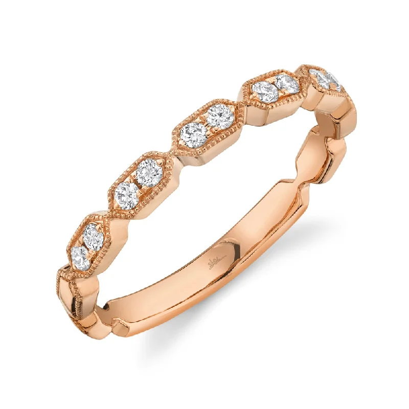 filigree ladies ring-14K Rose Gold Diamond Stacking Ring