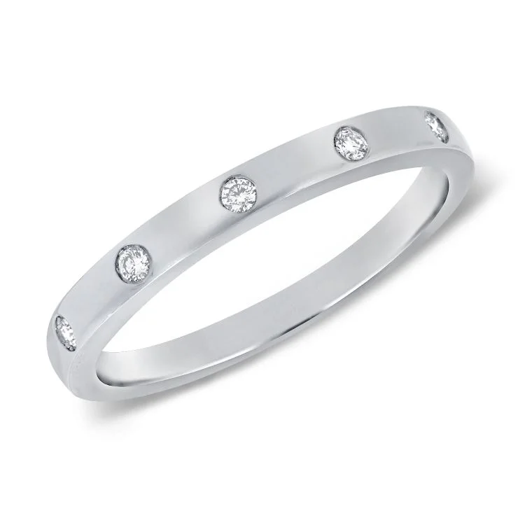 exquisite ladies ring-14k White  Diamond Inlay Band