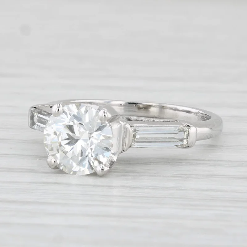 French pavé engagement ring-Vintage 2.15ctw Round Diamond Engagement Ring Platinum Size 6 GIA