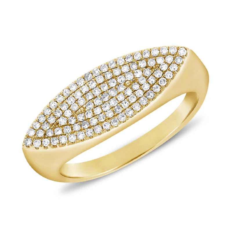 trendy ladies ring-14K Yellow Gold Diamond Pave Ring