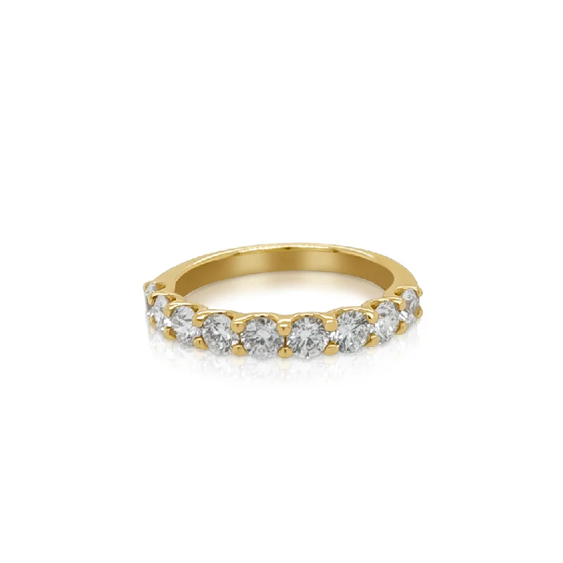 personalized ladies ring-1.00 Carat Band With 9 Round Natural Diamonds in 14K Yellow Gold