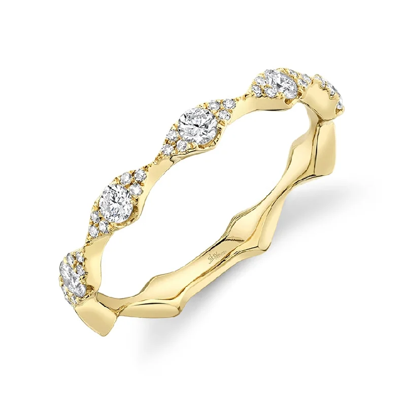 ladies ring with initials-14K Yellow Gold Diamond Free Form Band