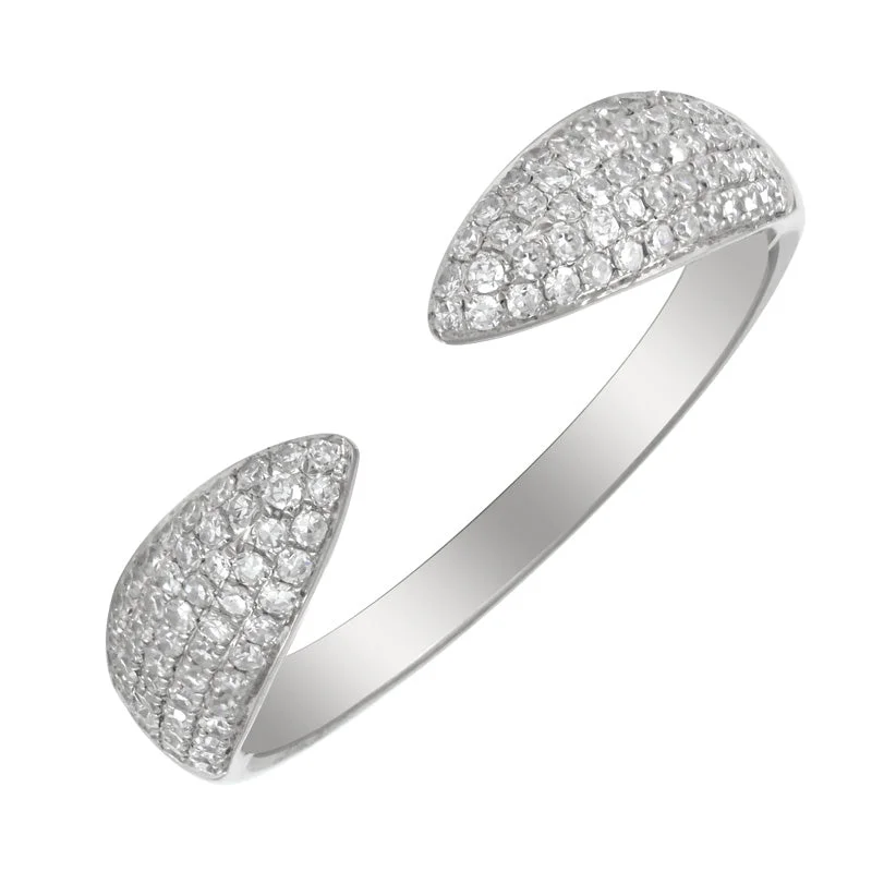 trendy cocktail ladies ring-14k White Diamond Pave Open Claw Ring