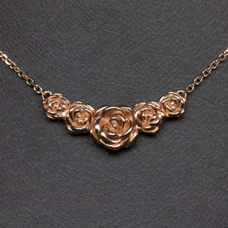 pearl ladies necklace-SOLID 14k ROSE GOLD ROSE BLOSSOM NECKLACE FLOWER PENDANT FLORAL BOTANICAL DAINTY