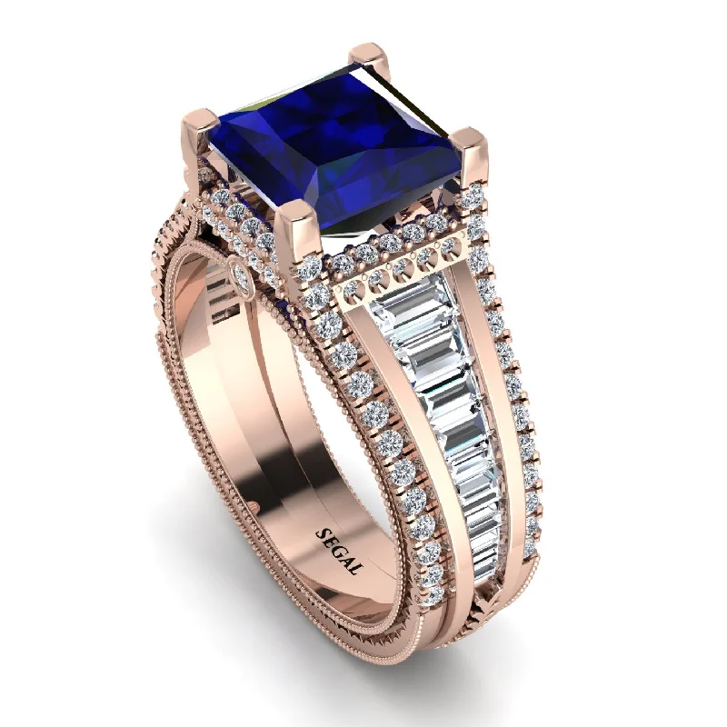 princess cut engagement ring-Princess Geometric Sapphire Engagement Ring - Marilyn No. 14