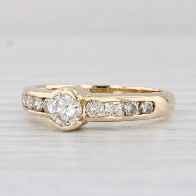 boho engagement ring-0.59ctw Round Diamond Engagement Ring 14k Yellow Gold Size 6.5