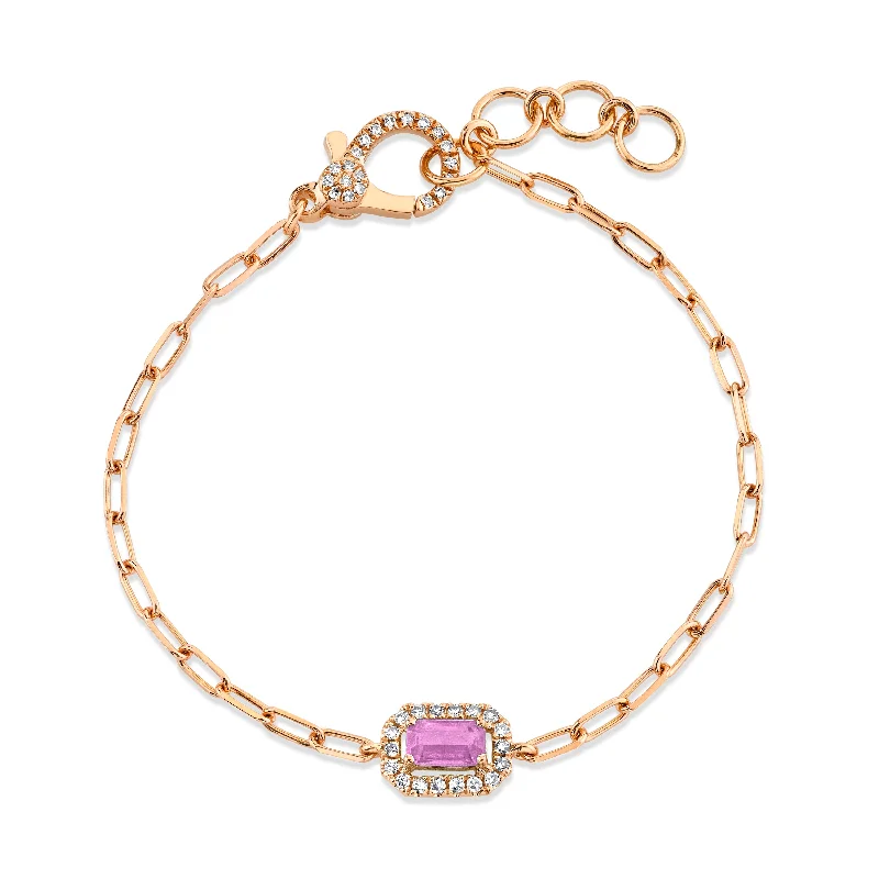 infinity ladies bracelet-MINI ME PINK SAPPHIRE & DIAMOND HALO DROP BRACELET