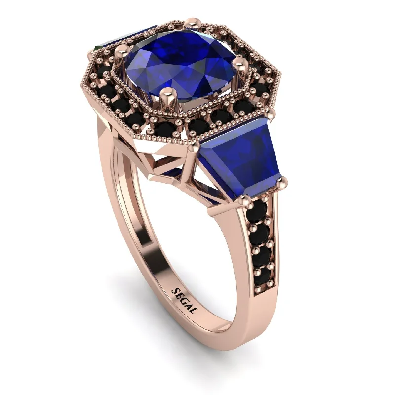 affordable moissanite ring-Modern Halo Princess Cut Sapphire Stone Engagement Ring - Doris No. 44