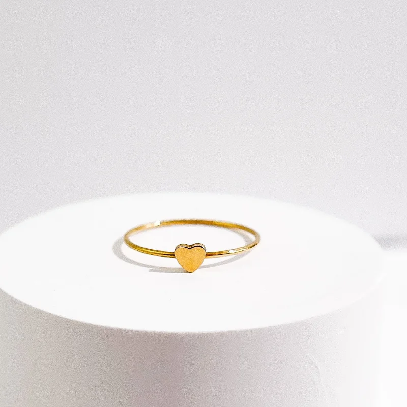 casual ladies ring-Dainty Heart Ring in Gold