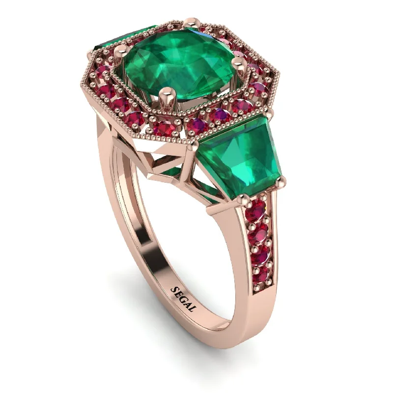 birthstone engagement ring-Modern Halo Princess Cut Emerald Stone Engagement Ring - Doris No. 50